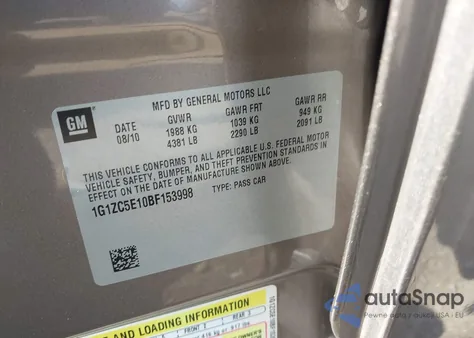 2011 Chevrolet Malibu 1Lt from USA, damaged, VIN 1G1ZC5E10BF153998